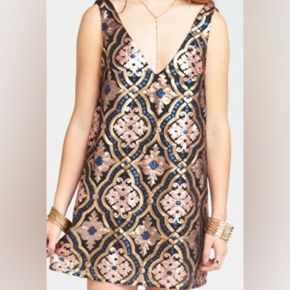 Show Me Your Mumu Double Dipped Dress Sequins Mini Pull On Size XS